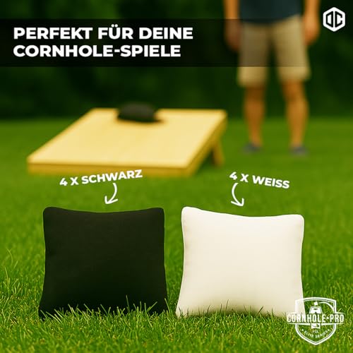 Official Cornhole Bags | 4 Black and 4 White Bags | Official Sizes | Premium Quality | 100% Cotton | Waterproof | American Game | Outdoor Game | Friends & Family | OriginalCup®