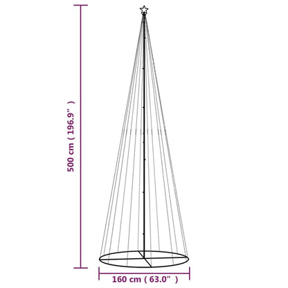vidaXL LED Christmas Tree Cone Shape Pine Tree Light Tree Christmas Decoration Star Lighting Outdoor Illuminated Light Chain Warm White 732 LEDs 160x500cm