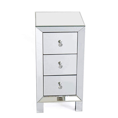 LEADZM nightstand glass with 3 drawers, 1 piece, side table bedside cabinet, storage cabinet, for living room, bedroom, office, bathroom, etc., 30 x 30 x 60 cm (1)