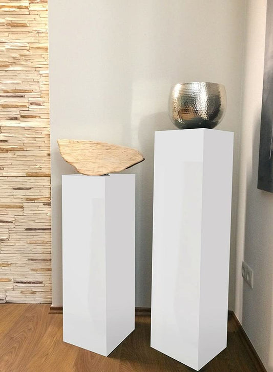 STEMA Seyfried decorative column, pedestal in 3 sizes (100x33x33 cm, glossy white) Flower column, plant stand