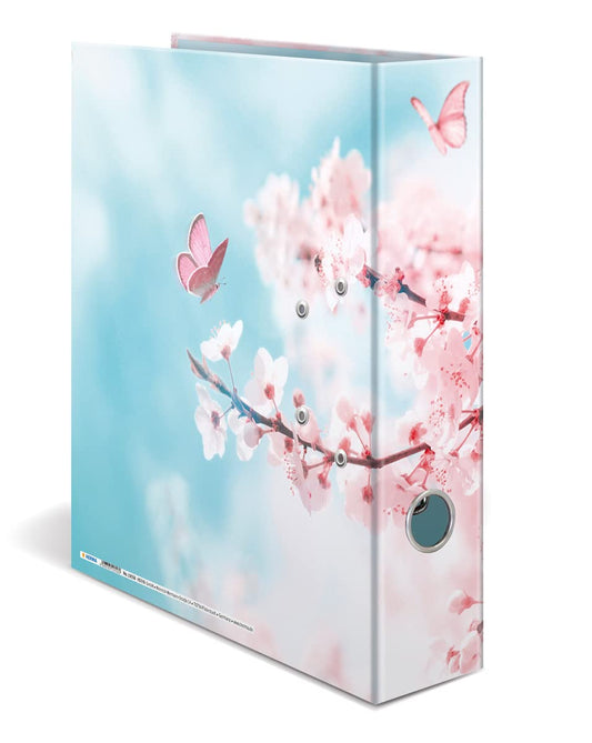 HERMA A4 Cherry Blossom Flower Set, 10 pieces, 7 cm wide, Kids Ring Binder with plant motif, colorful file folder with interior print for boys and girls