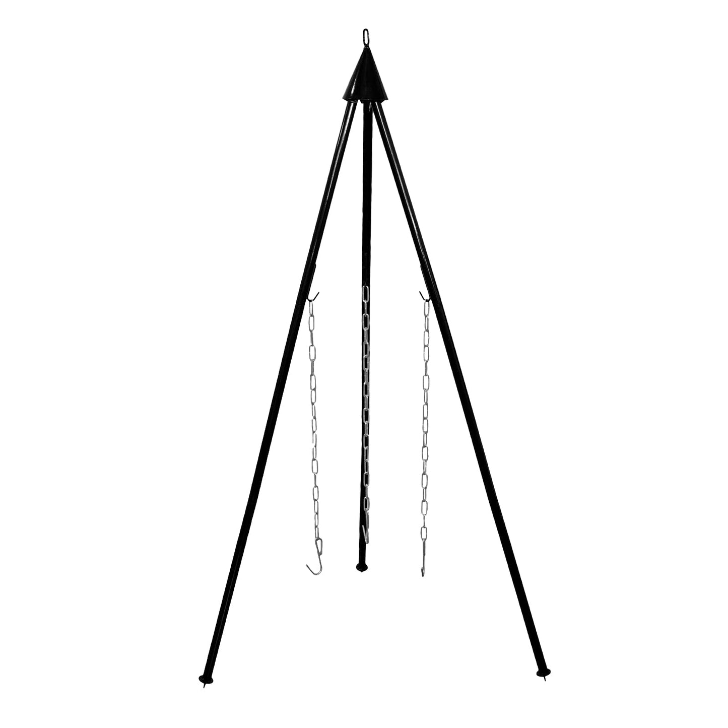 TP Premium BBQ Dutch Oven Tripod Set, 7-piece with fire pot, tripod, cast iron pan, grill grate including grill accessories and wooden box, ideal as a gift set.