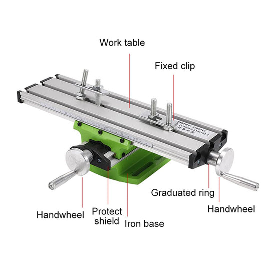 PEALOV Cross Table Milling Table, Milling Table Work Table Machine, cross table drilling machine metal milling machine, cross slide table coordinate table cross table drilling table home improvement DIY bench drill, 310*90mm