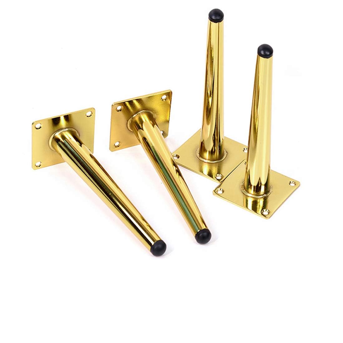 Drenky 4pcs Slanted Table Legs, Metal Cabinet Legs, Cone Furniture Legs, 201 Stainless Steel, Golden, 30cm Height, No-Slip Silent Base Placement for Sofas, Tables, and other furniture legs