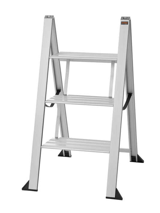 Aluminum folding step ladder Vikingstep Maxi by W.Steps 720mm high Load capacity up to 150kg Compact 2-step aluminum folding step ladder Only 35mm wide 728143