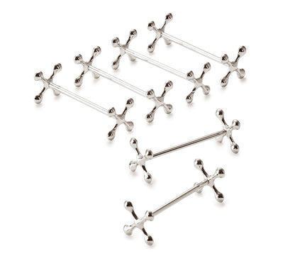 EDZARD 6-piece knife rest set cross (L 7 cm) in silver - holder, storage for cutlery, knives, forks, chopsticks - knife holder for dinner - elegant kitchen decor item for the table