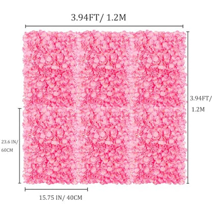 Artificial flower wall art decoration: Blosmon 6 pieces pink flower arrangements flower wall hydrangeas fake silk flower arrangement for wedding balcony garden living room table wall decoration