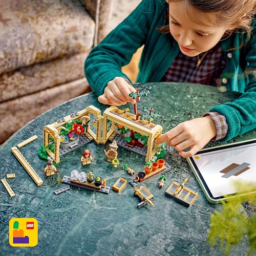 LEGO Harry Potter Hogwarts Castle Herbology Class - playset with Neville Longbottom, Hermione Granger, Professor Sprout, 3 Mandrakes, and greenhouse - gift for kids aged 8 and up - 76445