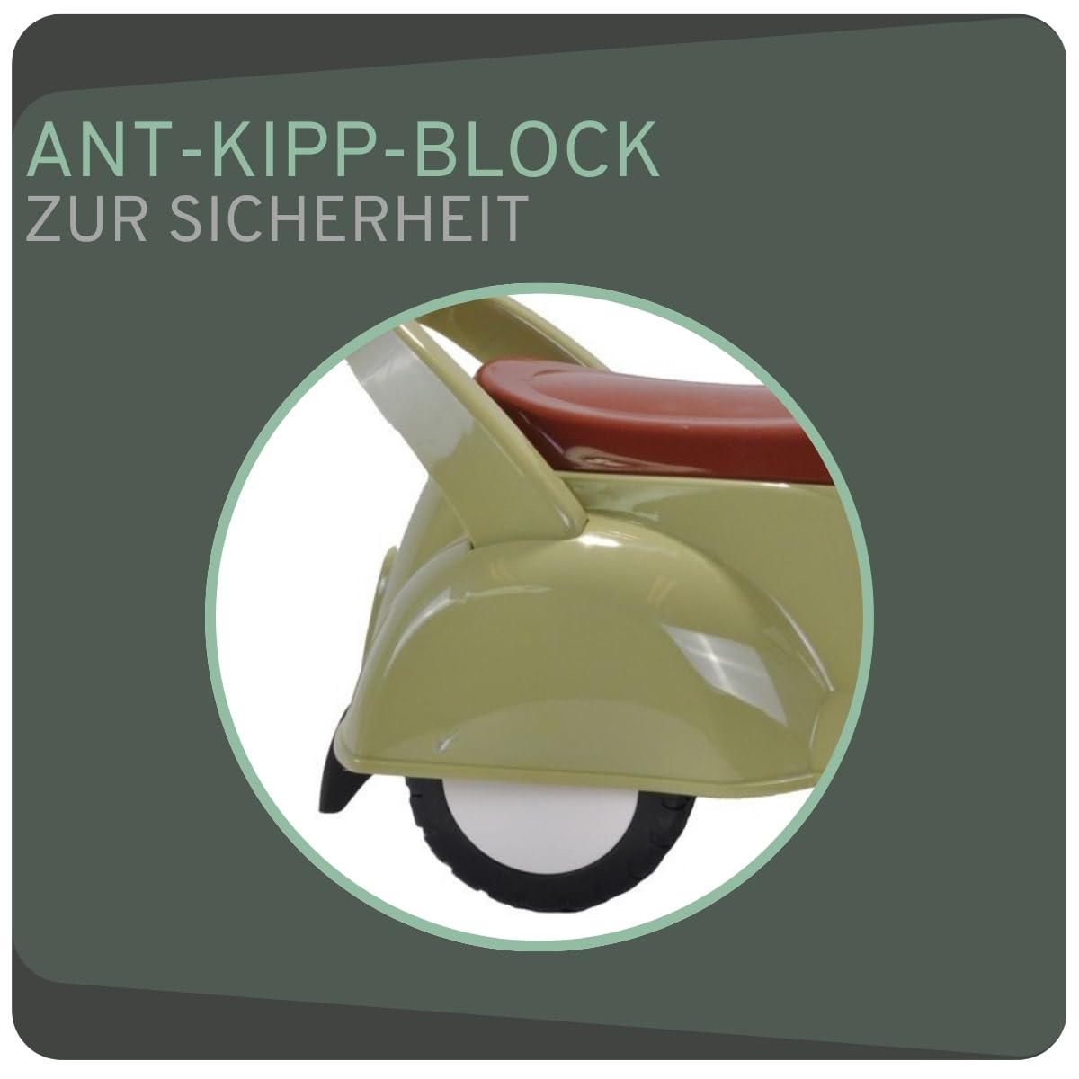 Bandits & Angels Riding Car Scooter Retro from 1 year for boys and girls Green - green scooter with horn - for indoor and outdoor use - with storage space.