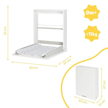 Badabulle wall-mounted changing table Splash - includes shelf for changing accessories & changing mat.