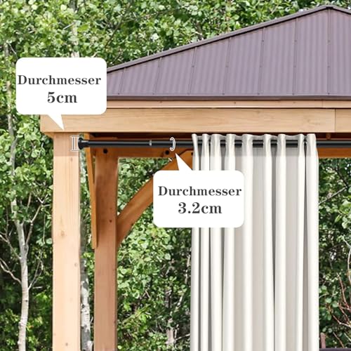 GOLDION curtain rod Multifunctional telescopic rod without drilling 110-410cm Matte Black Extendable Clamp Curtain Rod - Extra Long Telescopic Rod - for room divider, curtain and balcony