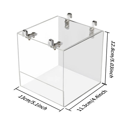 Aceshop Bird Bath Hanging Bird Bath Transparent Acrylic Bird Bath House Bath Box Bird Cage Accessory with Hooks for Small Birds Finch Budgie Canary Parrot-12.8 * 11.3 * 13 cm