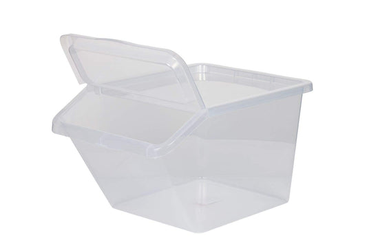 Kreher 3 x Storage Box, Sorting Box made of plastic in transparent. With approx. 40 liters volume per box. Stackable. Dimensions WxDxH in cm approx.: 39.4 x 59.7 x 31.2 cm