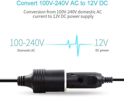 AC Adapter 100V - 240V to 12V/6A (72W) for Car Cigarette Lighter Socket Voltage Converter for Car Coolers, Air Pumps, and 12V Mini Fridges via Home Power Supply