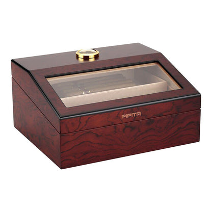 PIPITA Cigar Humidors, Cigar Box with Hygrometer and Humidifier, Cedarwood Desktop Cigar Humidors for 40 Cigars (PD089)