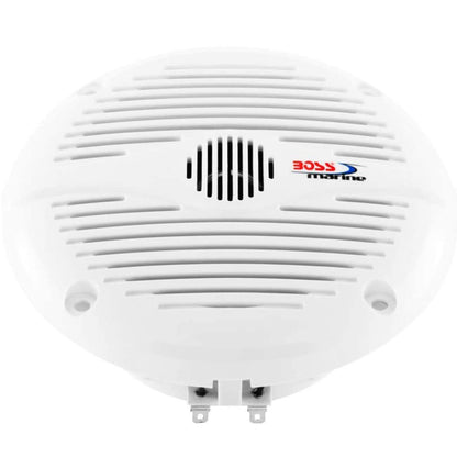 2 marine speakers compatible with BOSS Audio MR50W 2-way 6.5 inch 75 watt rms 150 watt max waterproof sea pool boat, per pair + 5 free stickers.