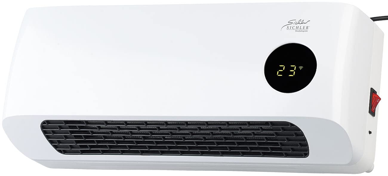 Sichler household appliances heating: WiFi ceramic wall heater, LED display, remote control, 2,000 W, app (bathroom quick heater, WiFi heater, tablet holder)