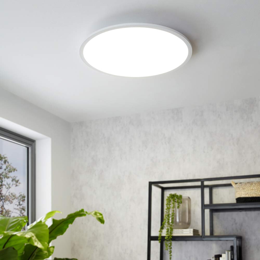 EGLO connect LED ceiling light SARSINA-C Panel, Smart Home ceiling lamp, Material: Aluminum, plastic, Color: White, Ø 80 cm, incl. remote control, dimmable, adjustable white tones and colors