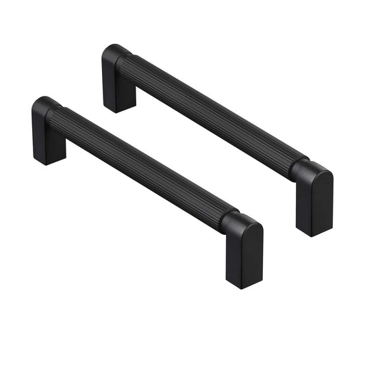 CILEYTION 10 piece handles for kitchen cabinets, 128mm hole spacing in matte black. Kitchen handles in black, furniture handles in black.