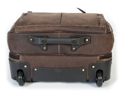 Alpine Leather Business Trolley - Denver (Handmade) - Sustainable organic leather from local farming | Trolley hand luggage, briefcase with wheels *Fairly produced* (40x40x25cm, Old Havana)
