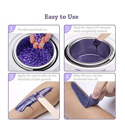 Apore wax warmer hair removal, waxing machine set wax warmer heater waxing kit wax heater, wax hair removal set (White+100g wax beans+10 pieces wooden spatulas)