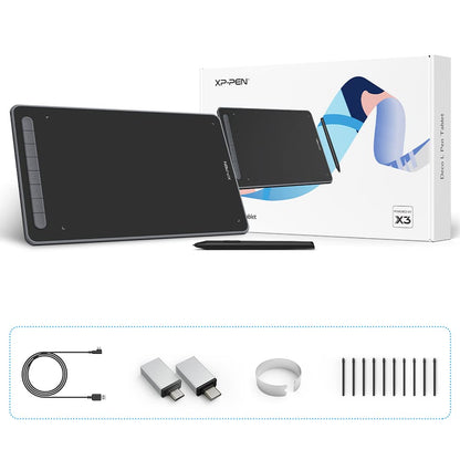 XP-PEN Deco L Graphics Tablet 10"x6" Drawing Tablet with X3 Smart Chip 60° Tilt with Battery-Free Stylus (Black)