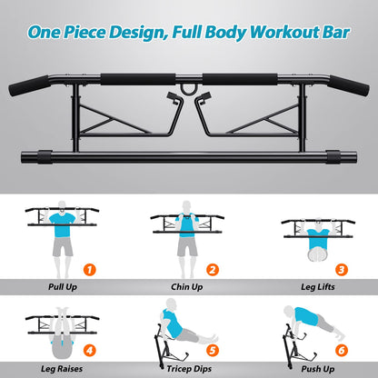 JX FITNESS Door Frame Pull Up Bar with Non-Slip Grips is a foldable training device for home gym, no screws/drilling required.
