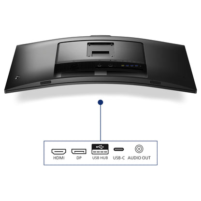 PHILIPS 34E1C5600AM - 34-inch WQHD Curved Monitor, Webcam, Height Adjustable, Speakers (3440x1440, 100Hz, HDMI, DisplayPort, USB-C, USB Hub) black