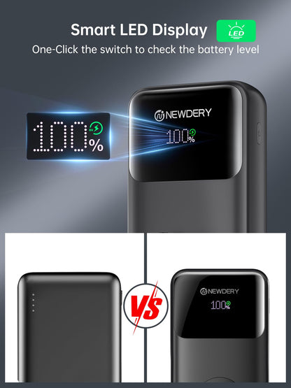 NEWDERY Powerbank for Apple Watch & iPhone Charger 20000mAh Wireless Charging Station Power Bank, Fast Charging External Battery Pack portable Travel Charger for iPhone 15/14/13/12 Series, iWatch Ultra/9-1