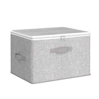 SONGMICS Storage Box with Lid, 3-Pack, Foldable Fabric Box with Handles, Storage for Clothes, 40 x 30 x 25 cm, Non-woven Fabric, Dove Grey RZB003W01