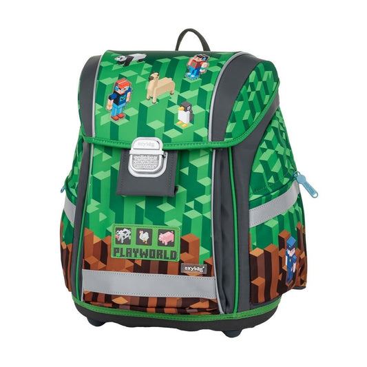 Familando Boys Backpack 1st Grade · Playworld Gaming Pixel School Bag · ergonomic & lightweight · Backpack Set (8 pieces with school cone)