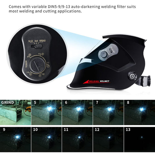 JALUWELD Automatic True Color Welding Helmet Fully automatic welding helmets Automatic darkening Solar welding mask Large field of view for applications Includes 5 interchangeable lenses