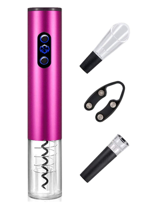 Corkscrew, Bi-Comfort Electric Wine Opener, Automatic Bottle Opener, Wine Bottle Opener Luxury Gift Set includes foil cutter, wine pourer, and vacuum wine stopper.