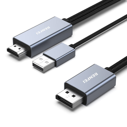 BENFEI HDMI to DisplayPort Cable 6ft, HDMI to DisplayPort Monitor compatible with PC graphics card laptop PS5 Xbox One (360) supports 4K@60Hz 2K@144Hz 1080P@165Hz
