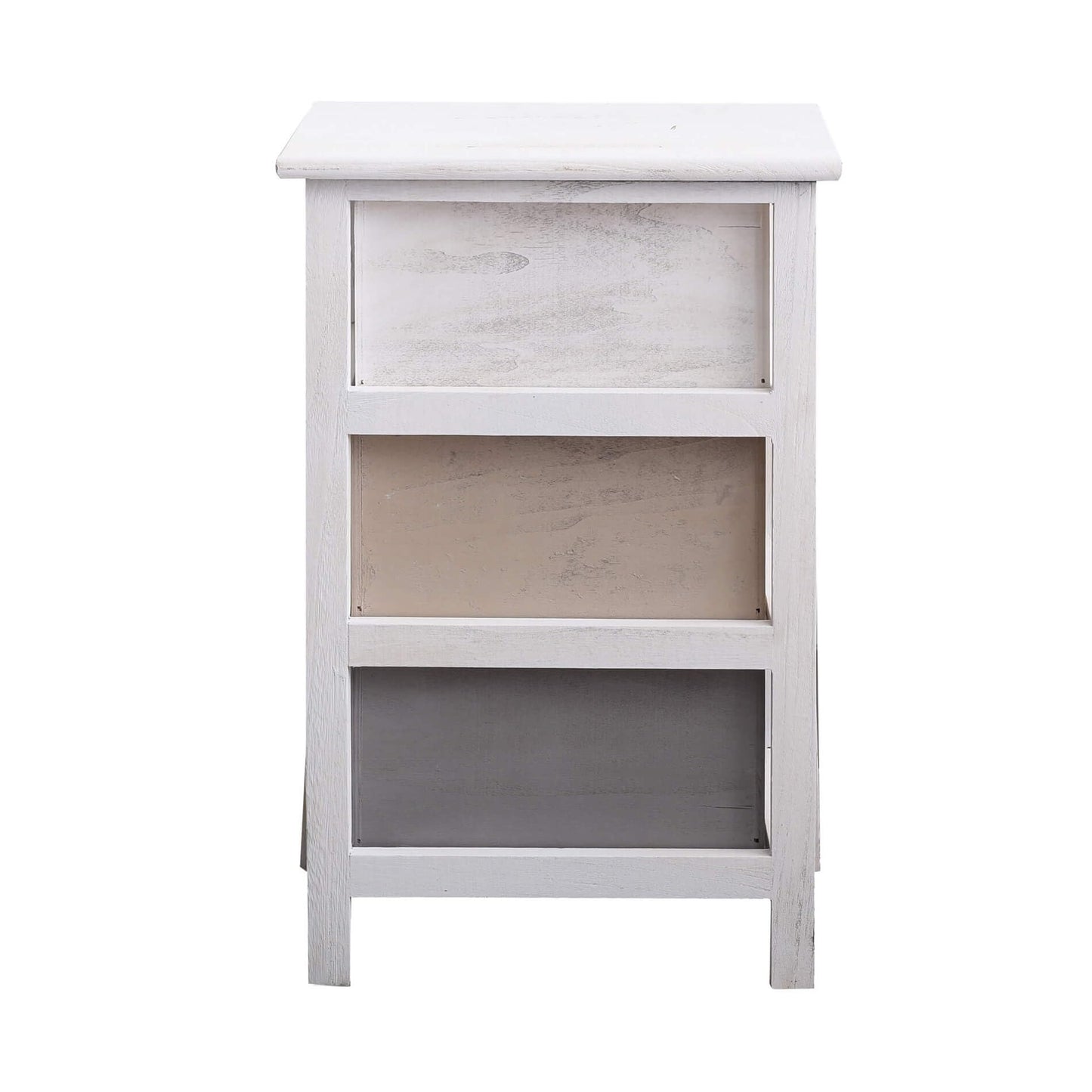 Rebecca Mobili wooden dresser, nightstand in shabby style, 3 drawers, suitable for bedroom or bathroom, wood, white and grey - dimensions: 57.5 x 37 x 27 cm (HxLxW) - item RE4161.