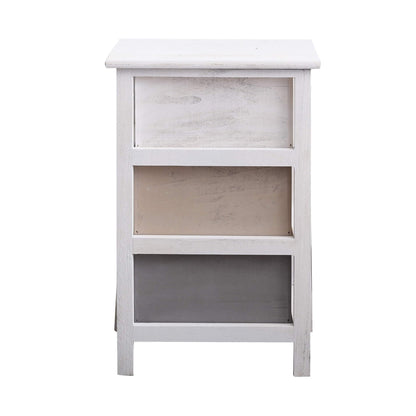 Rebecca Mobili wooden dresser, nightstand in shabby style, 3 drawers, suitable for bedroom or bathroom, wood, white and grey - dimensions: 57.5 x 37 x 27 cm (HxLxW) - item RE4161.
