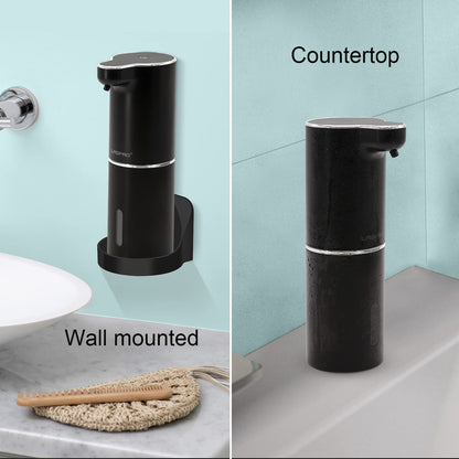 Automatic foam wall-mounted soap dispenser with sensor - LAOPAO Electric soap dispenser with induction infrared set and USB charging IPX5 waterproof, motion sensor for kitchen & bathroom (Black)