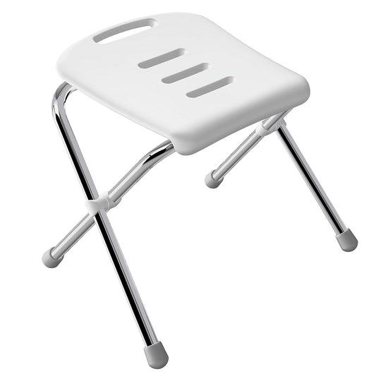 Spirella Vivawell shower stool, foldable shower seat with non-slip feet stainless steel.