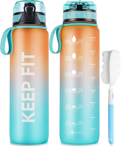 FULDENT 1L sports water bottle, BPA free, with non-slip rubber grip - suitable for biking, outdoor activities, school, gym.