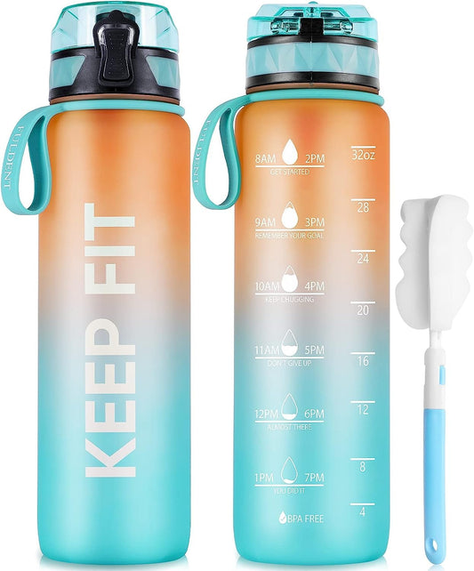 FULDENT 1L sports water bottle, BPA free, with non-slip rubber grip - suitable for biking, outdoor activities, school, gym.
