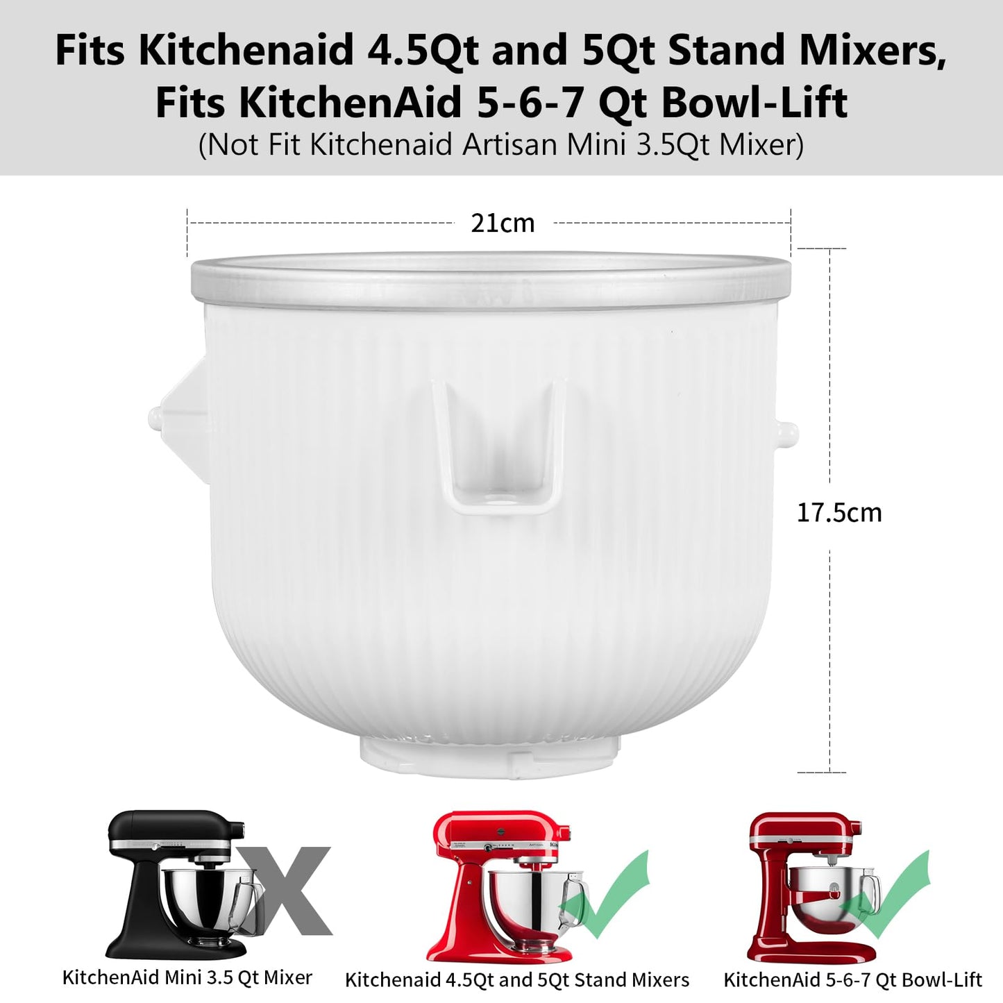 Gdrtwwh Ice Cream Maker Attachment for Kitchenaid Stand Mixer, Ice Cream and Sorbet Gelato Maker, compatible with Kitchenaid 4.3 L and 4.8 L Bowl Lift (dishwasher safe)