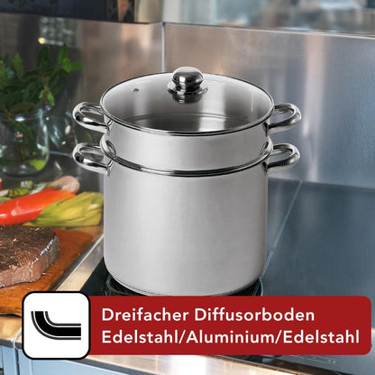 Treealu 342648 Couscous Pot 16 l, 30 cm, Silver
