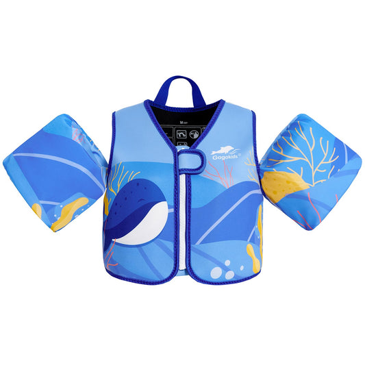 Gogokids children's swim vest with floating sleeves, toddler swim jacket with armbands for young girls. Buoyancy aid for 2-3 years/15-19 kg for pool, swim lessons, and water park.