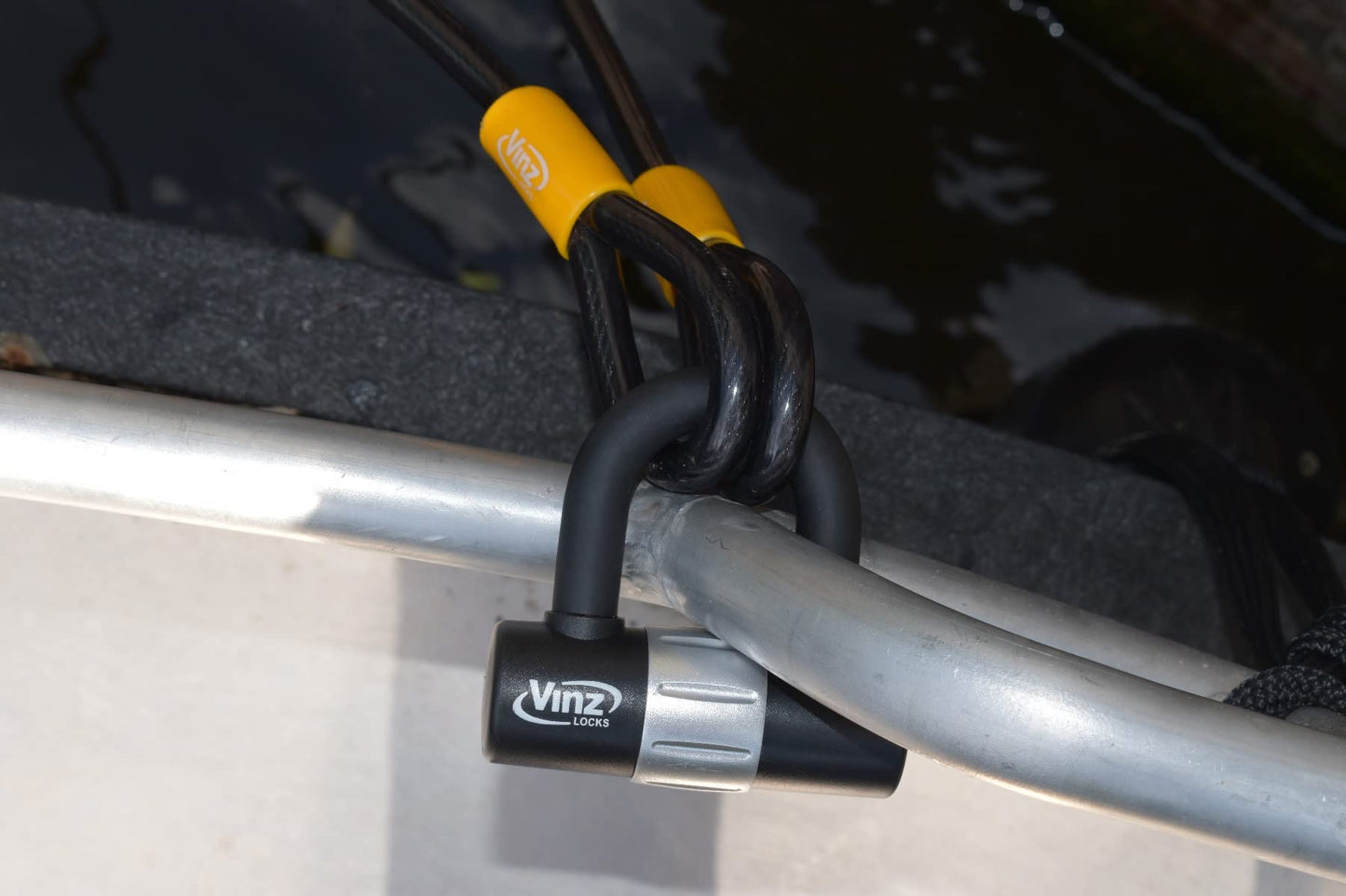 VINZ Kinabalu cable lock/loop cable ø12mm | 3 meters long | steel cable with plastic coating lock | security for bike, boat, garden furniture | 3-15m long