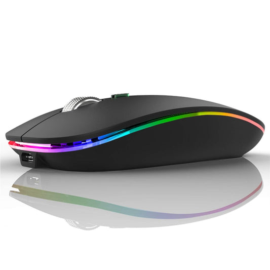 Uiosmuph Bluetooth Mouse Wireless, LED Wireless Mouse rechargeable Quiet 2.4GHz Wireless Optical Mouse with USB Nano Receiver for PC/Tablet/Laptop Computer (matte black)