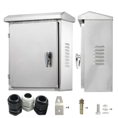 AXOTEN 304 Stainless Steel Control Cabinet Distribution Box 40X30X14CM Outdoor Waterproof, Wall Mounted Electrical Distributor