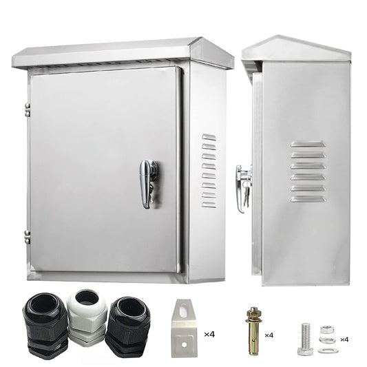 AXOTEN 304 Stainless Steel Control Cabinet Distribution Box 40X30X14CM Outdoor Waterproof, Wall Mounted Electrical Distributor