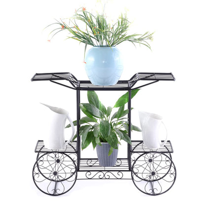 Flower staircase 2 levels, Made of metal, Plant stand for indoor and outdoor use, Dimensions: approx. 67x79x25 cm (Black)