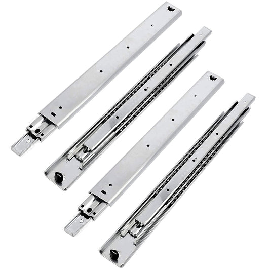 GTV H53 Drawer Slides Full Extension Drawer Runners - 53.9 x 1100 mm - 2 mm Thick Galvanized Steel - Roller Slide Telescopic Rail Ball Bearing Guide - Rail System Load Capacity up to 100 Kg 2 Sets = 4 pieces