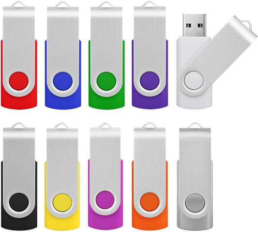 10 pieces USB sticks 16GB storage set USB 2.0 10pcs colorful data stick memory stick metal 16G thumb drive 10-pack flash drives 16GB flash sticks USB flash drives multi-colored